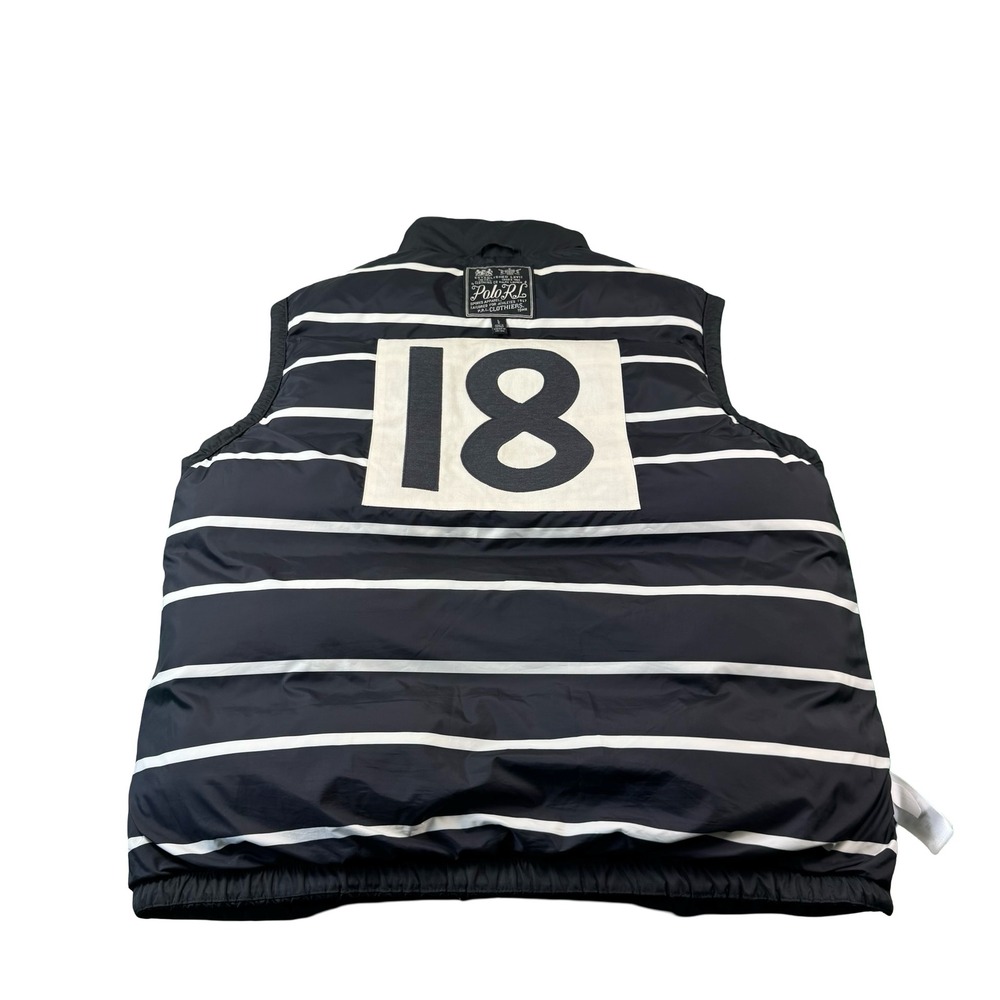 Polo Ralph Lauren Mens Black Quilted Down Puffer Vest Red‎ Pony Logo Mock Neck L